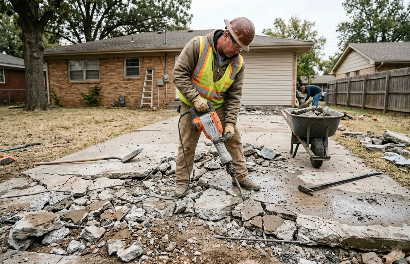 Crumbling slab being demolished for replacement