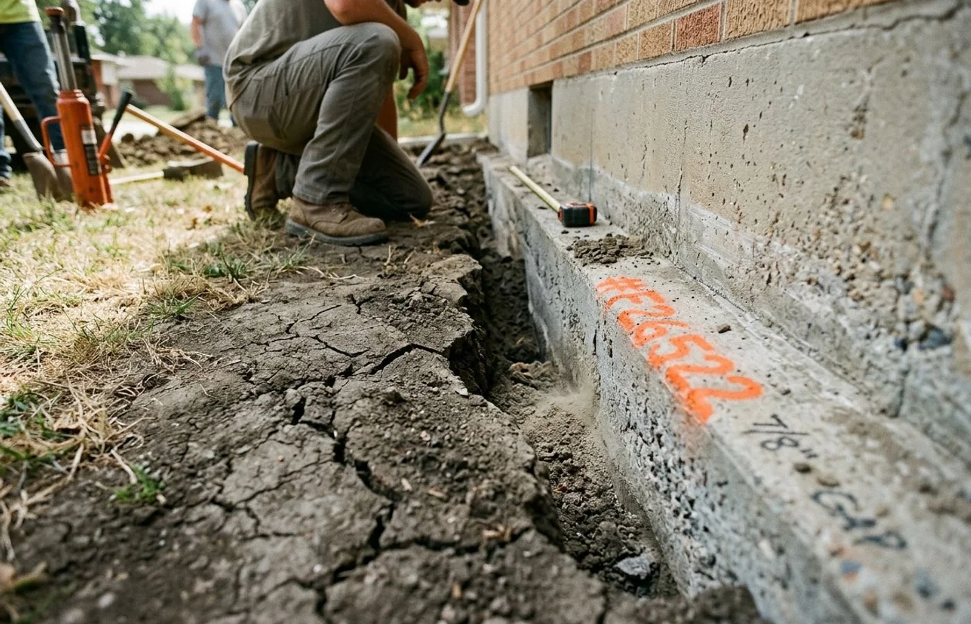 Clay soil pulling away from the footing of a home