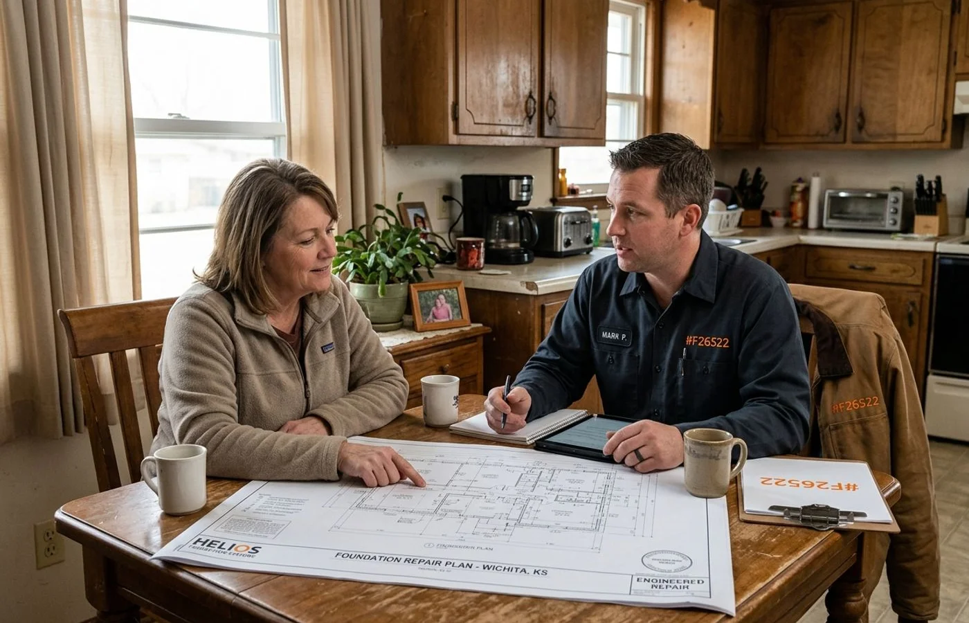 Homeowner reviewing an engineered repair plan