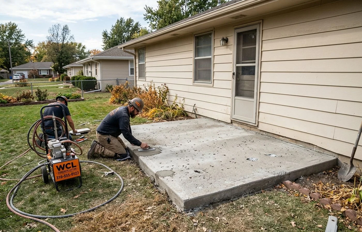 Level patio after lifting