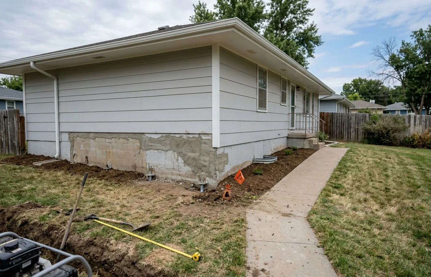 Stabilized foundation after pier installation