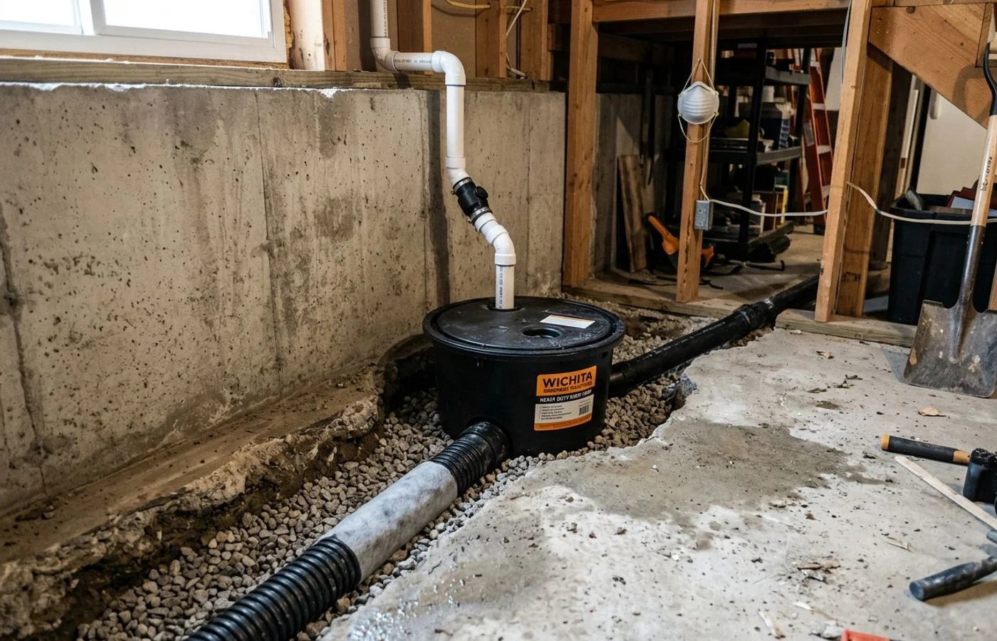 Sump pump integrated with interior drainage