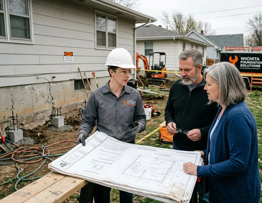 Foundation specialist reviewing an engineered plan